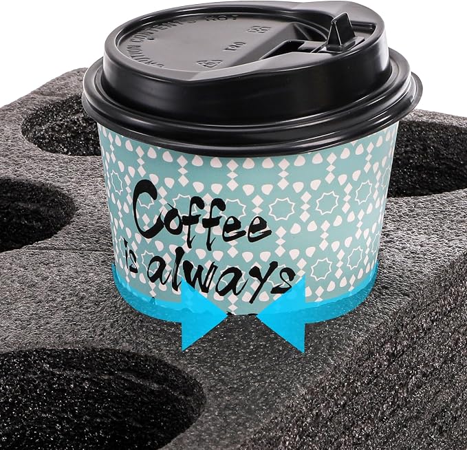 ZOOFOX 2 Pack Drink Carrier for Delivery, 6 Cup Reusable Foam Coffee Tray for - Image 3