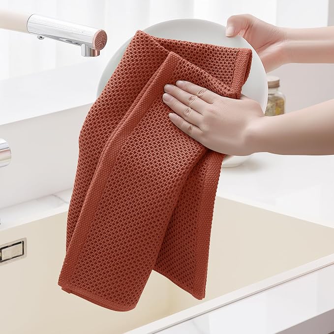 Homaxy 100% Cotton Oversized Waffle Weave Kitchen Dish Towels, Ultra Soft - Image 4