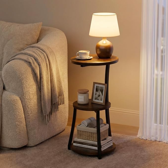 Small Side Table, 3-Tier Round End Table - Image 4