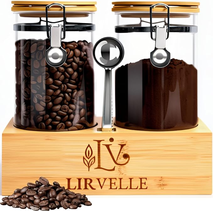 Airtight Coffee Canister with Scoop | Curated Glass Storage Set by Unknown