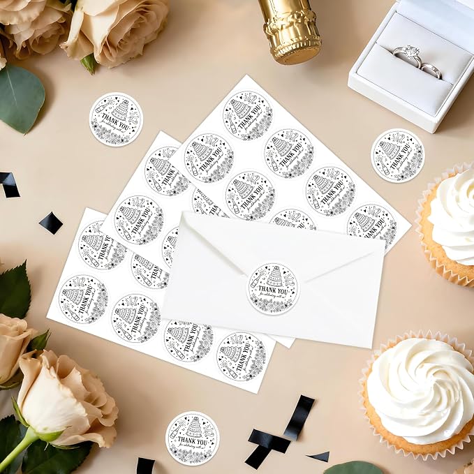 Serencatcher Hand Drawn Doodle Wedding Thank You Stickers - Image 2