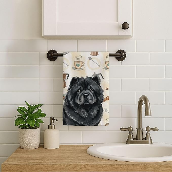Caroline's Treasures Black Chow Chow Coffee Bar Kitchen Towel Velour Plush - Image 7