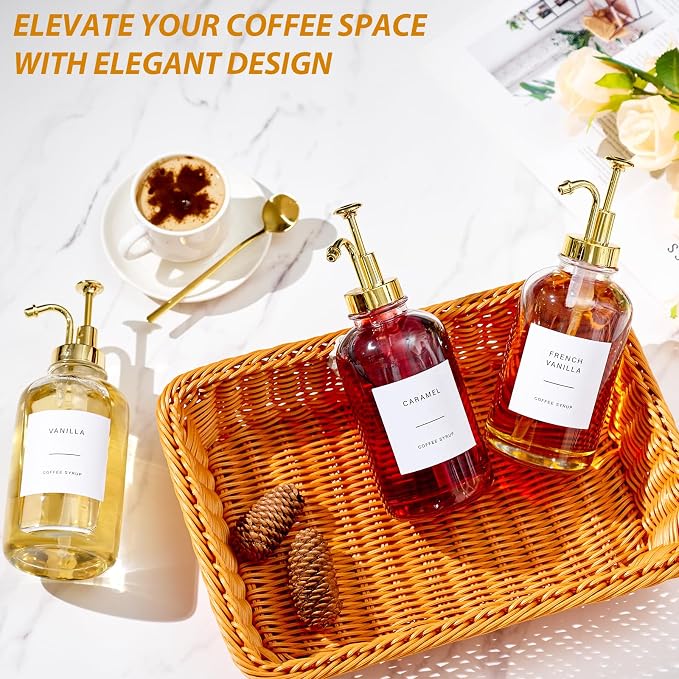 Coffee Syrup Dispenser for Bar, Glass Syrup Bottle - Image 2