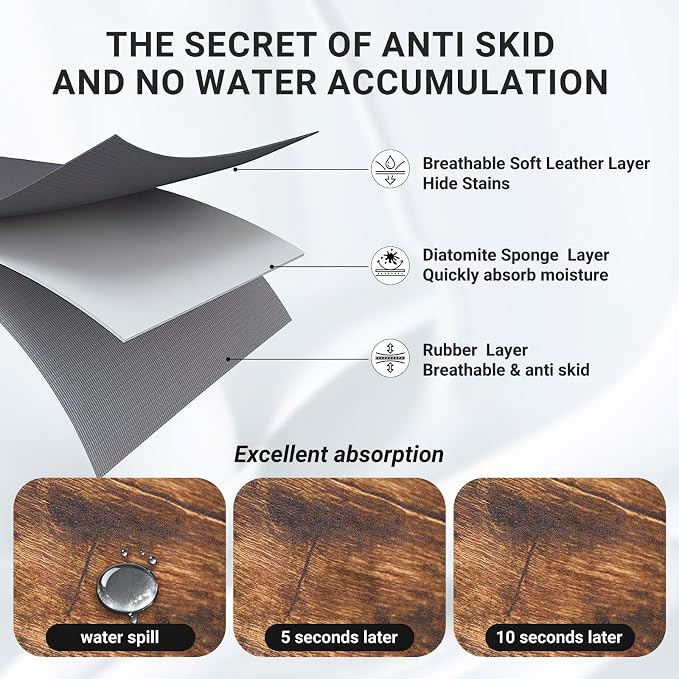 Small Coffee Mat 19x12 Inch, Wood Grain Coffee Counter Mat, Absorbent Hide - Image 3