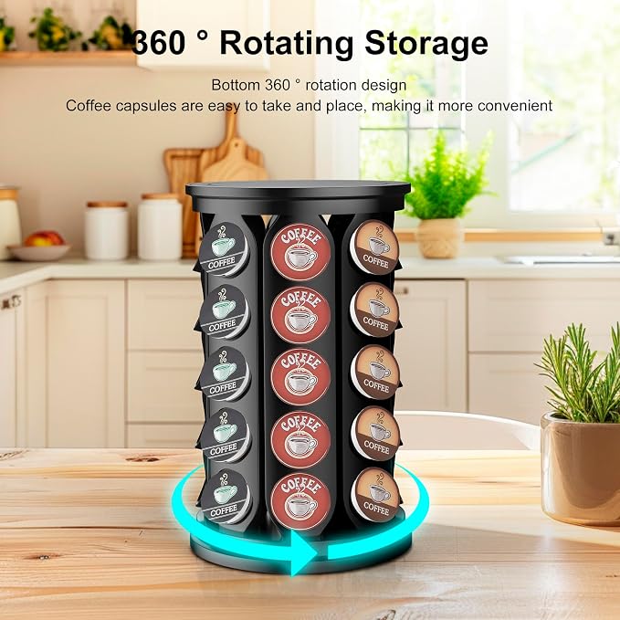 CEHNCEH K Cup Holder, Coffee Pods Holder Storage Organizer Stand Carousel - Image 5
