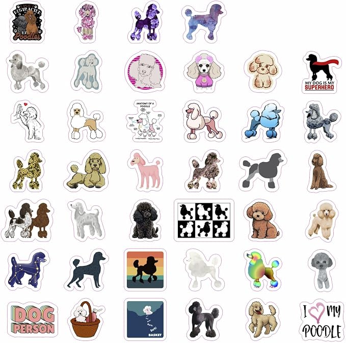 100Pcs Poodle Stickers for Water Bottle and Laptop - Image 4