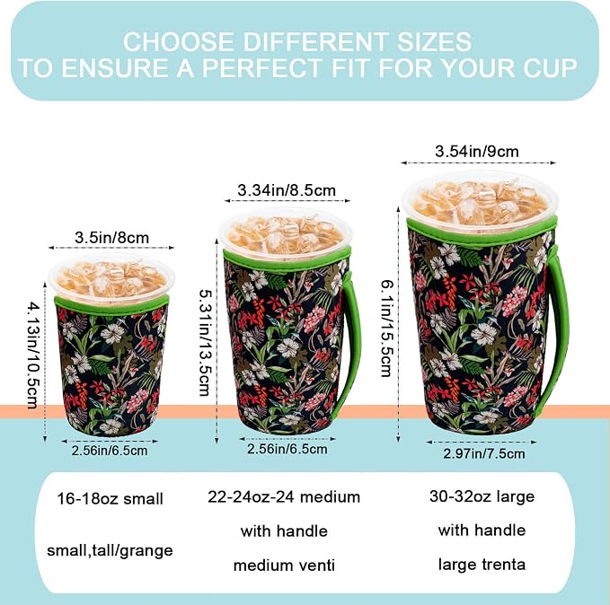 KJQJLY 3 Pack Reusable Iced Coffee Sleeves - Image 2
