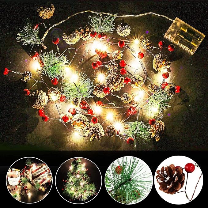 Hongyitime 7.8 FT PineCones String Lights, Christmas Pine Cone Light String - Image 5
