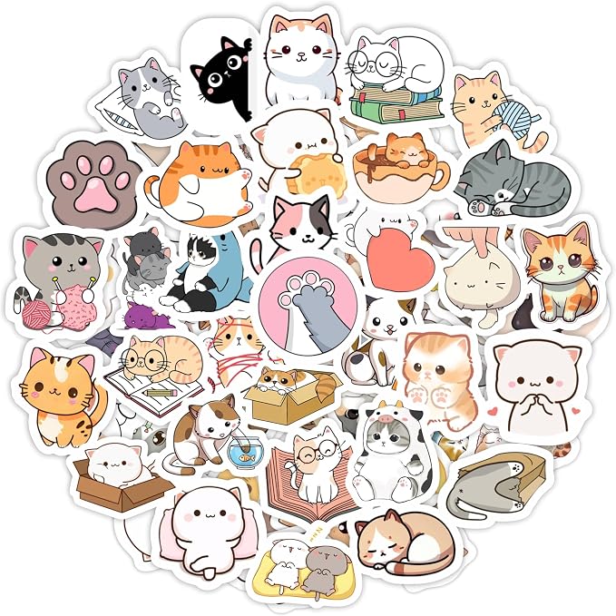 100Pcs Cute Cat Stickers Kawaii by BulbaCraft