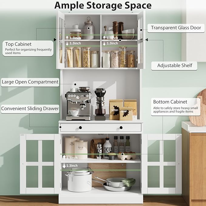 Garvee 72 Inch Kitchen Pantry Cabinet - Image 3