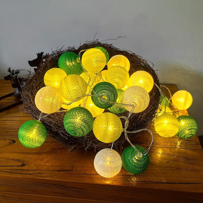 Gardeningwill 3M/10Ft 30 Green White Ball LED Battery Operated String Fairy - Image 4