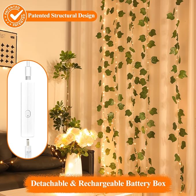 Lakumu 33FT 100 LED Warm White Fairy Lights, Rechargeable Type-C String Lights - Image 6