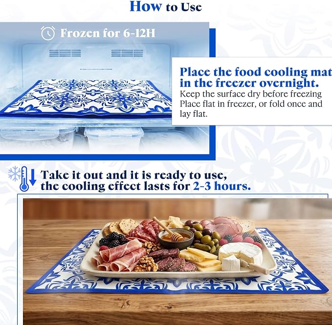 NWK Pack of 2 Cooling Mat for Food, Foldable Reusable Chilled Serving Trays for - Image 3