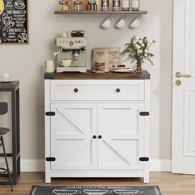 YESHOMY Kitchen Storage Cabinet, Coffee Bar Cabinet, Farmhouse Sideboard Buffet - Image 5