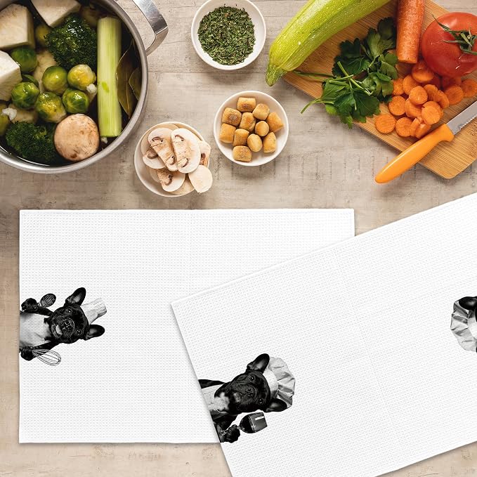 French Bulldog Kitchen Towels Set of 2, Dog Kitchen Accessories, Bar Decor - Image 5