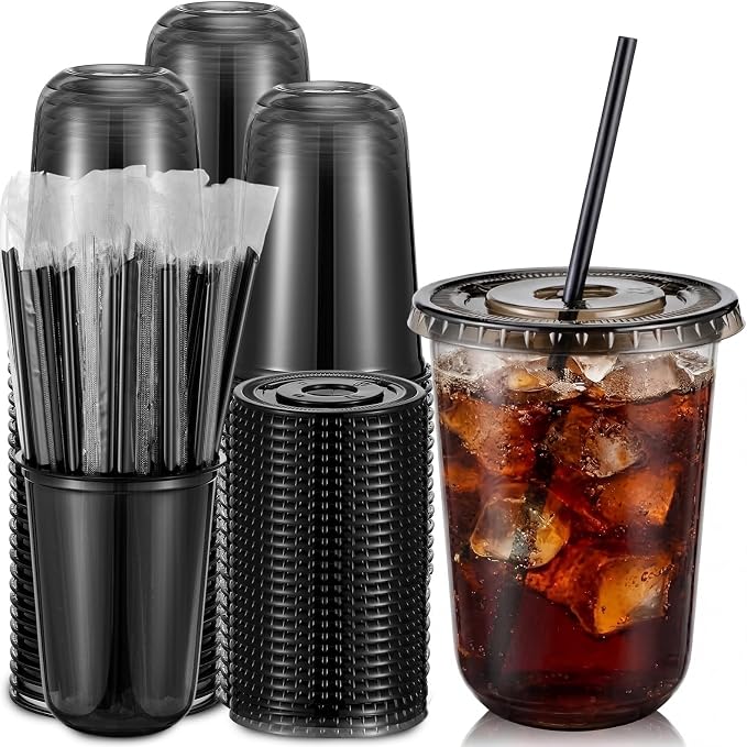 Ziliny 100 Set Black Plastic Cups by Ziliny