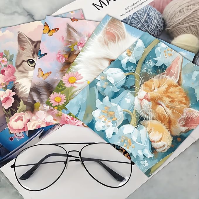CREATCABIN 6Pcs Cleaning Cloth for Eyeglasses Microfiber Cleaning Cloth Cat - Image 6