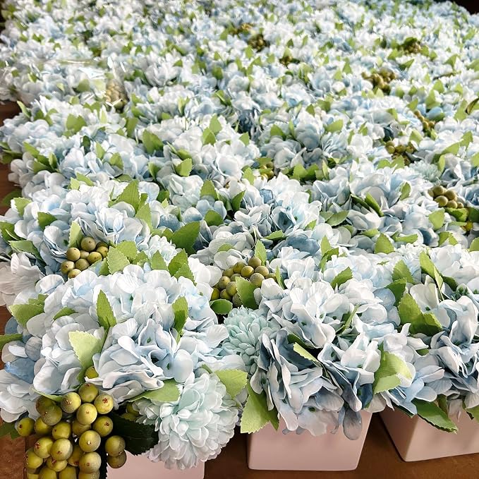 LADADA Fake Flowers in Ceramic Vase, Faux Hydrangea Flower Arrangements - Image 6