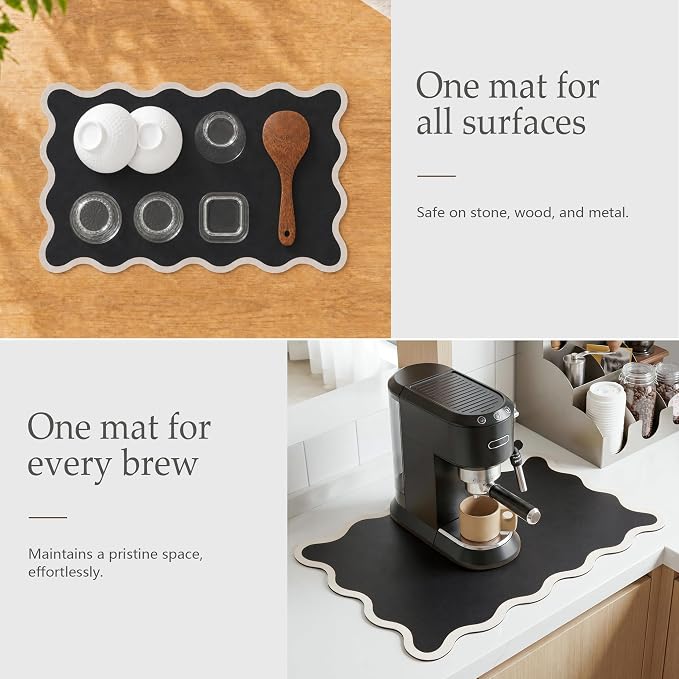 Scalloped Dish Drying Mat for Kitchen Counter, Absorbent Easy Clean Non-slip - Image 4