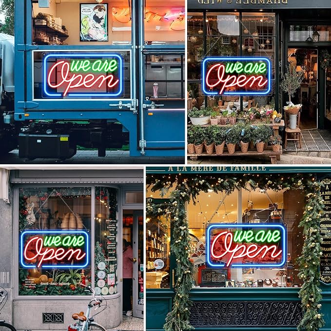 Neon We Are Open Signs for Business, 16.5''x 9'' Open Sign LED, Super Bright & - Image 2