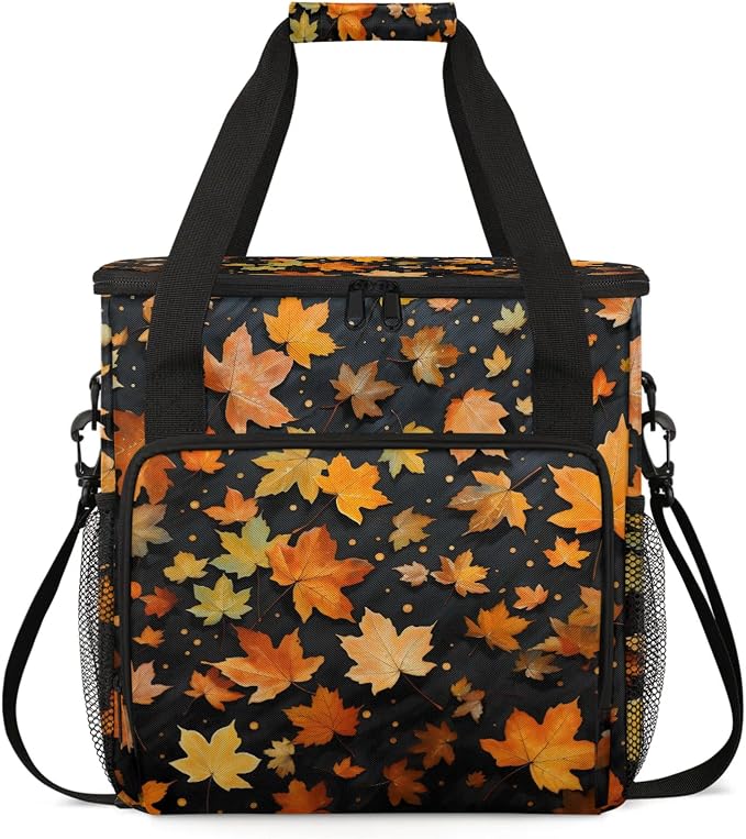 Maple Leaves Coffee Maker Carring Bag, Large Insulated Storage Organizer Case by Home