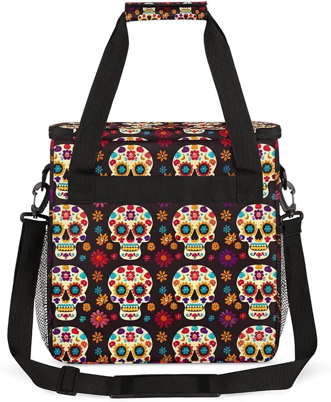 Sugar Skull Day Of The Dead Halloween Coffee Maker Carring Bag, Large Insulated - Image 5