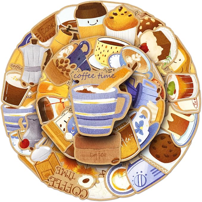 50pcs Aesthetic Coffee Time Stickers - Image 2