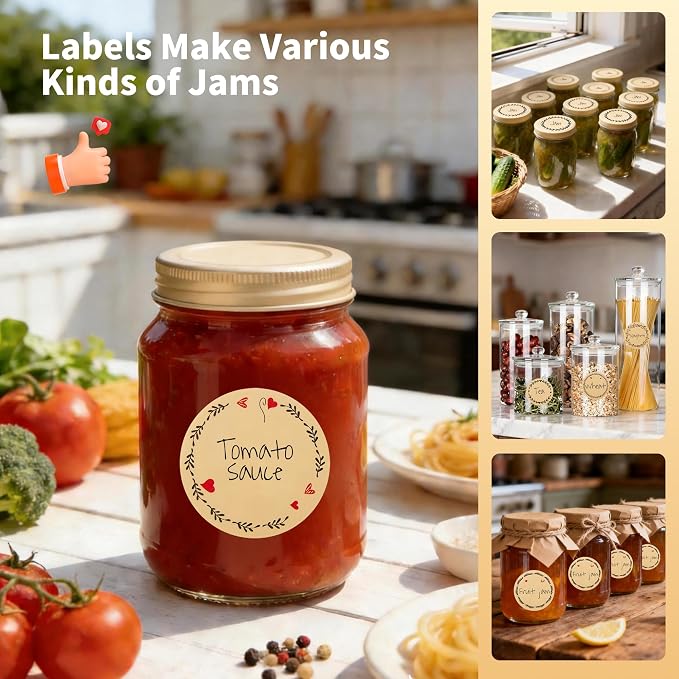 500pcs 2" Label Stickers for Jars and Lids, 6 Different Wreath Designs - Image 4