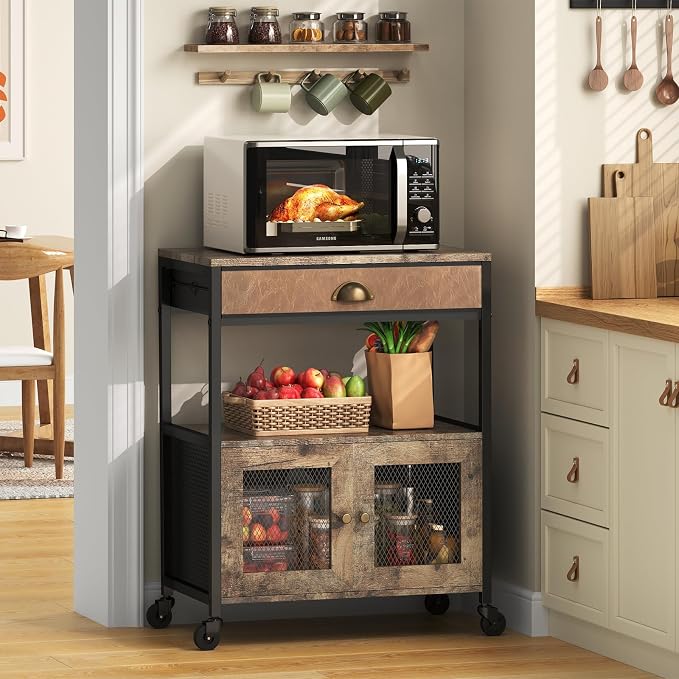 X-cosrack Coffee Bar Cabinet，3 Tiers Kitchen Coffee Cart - Image 9