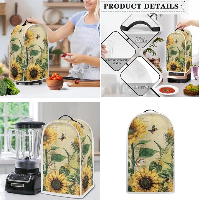 doginthehole Sunflowers Newspaper Blender Cover and Toaster Cover 2 Slice Bread - Image 3