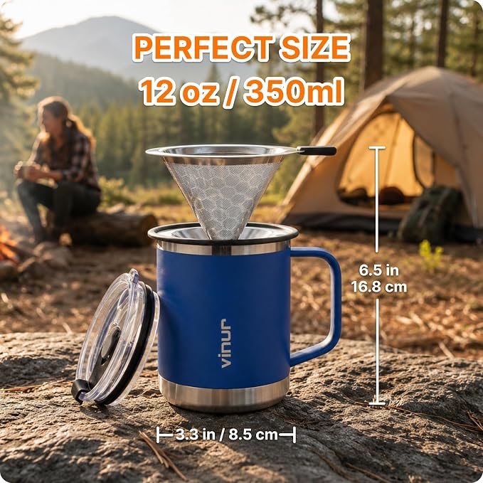 VINUR Pour Over Coffee Maker, 12 oz Insulated Coffee Maker - Image 7