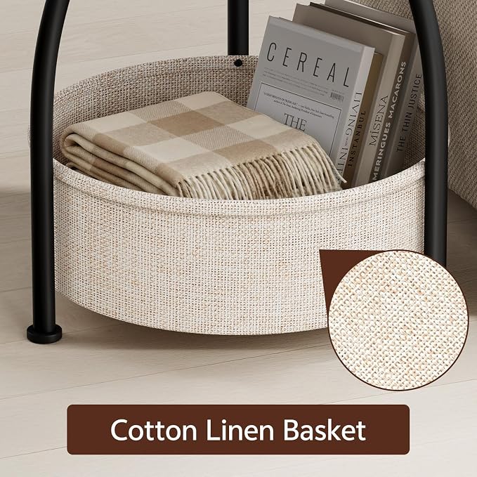 Round Side Table with Storage Basket - Image 8