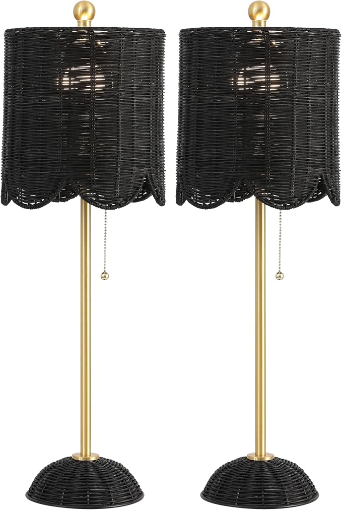 JONATHAN Y 27.5" Black/Brass Gold Coastal Buffet Table Lamp Set of 2 - Image 2