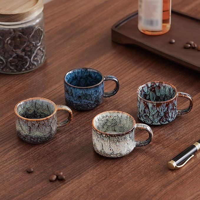 Espresso Cups Set of 2, Espresso Shot Cups, 2 ounce Ceramic Expresso Cups - Image 4