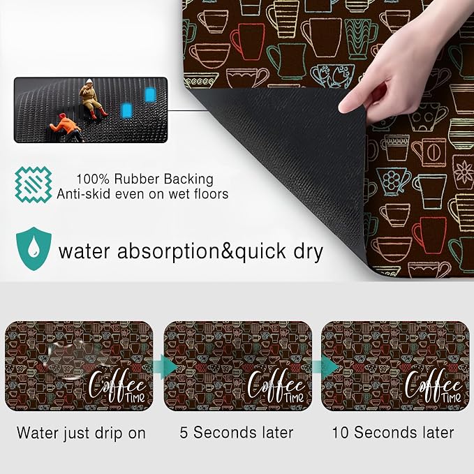 Coffee Mat - Absorbent Coffee Bar Drying Mat - Waterproof Protects Kitchen - - Image 2