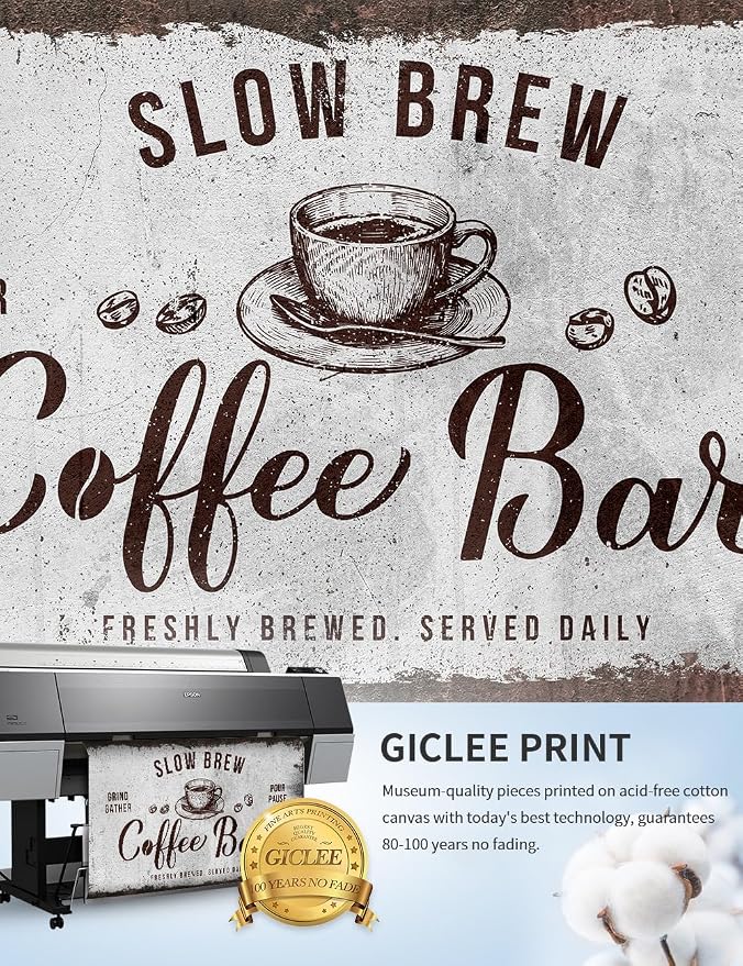 IPIC - Rustic Coffee Bar Sign Slow Brew, Canvas Print Wall Art - Image 6