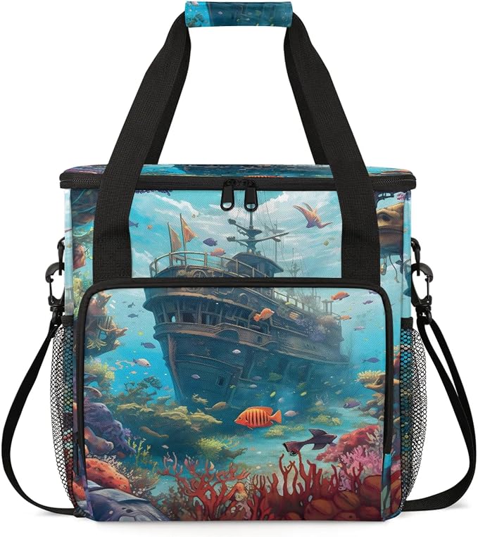 Nautical Ocean Ship Coffee Maker Carring Bag, Large Insulated Storage Organizer by Home