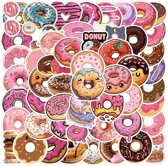 Cute Donut Stickers 50PCS Doughnut Funimost Waterproof Vinyl Stickers by Unknown