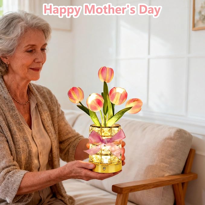 Handmade Flower Lamp, Rechargeable Cordless Touch Table Lamp, 3-Colour - Image 7