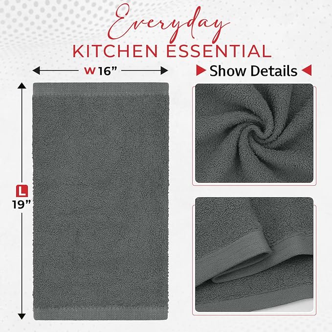 RIVERSIDE Bar Mop Towels Pack of 12, 16x19 Inches, 100% Ring Spun Cotton Terry - Image 3