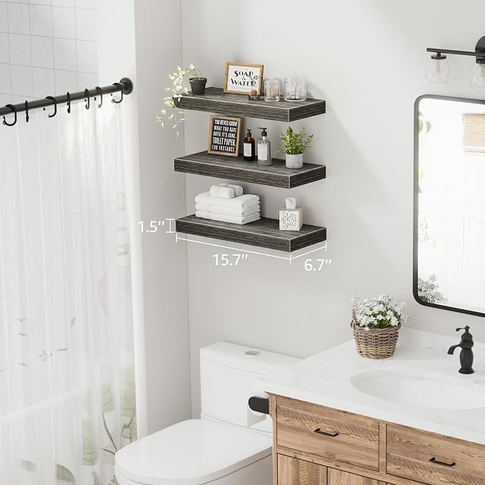 QEEIG Floating Shelves for Wall Bathroom Shelf Bedroom Kitchen Living Room - Image 3