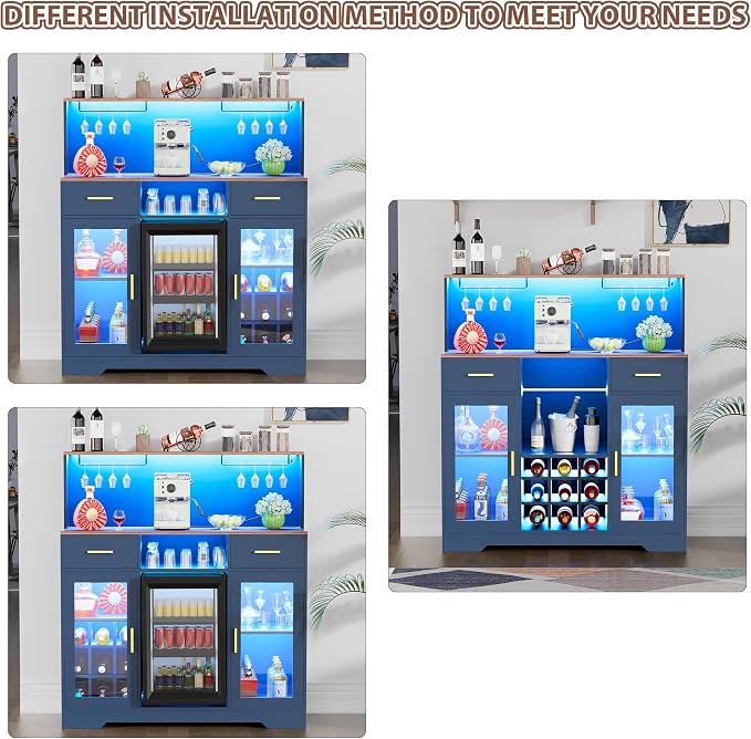 Mini Fridge Cabinet with Storage, Wine Bar Cabinets - Image 7
