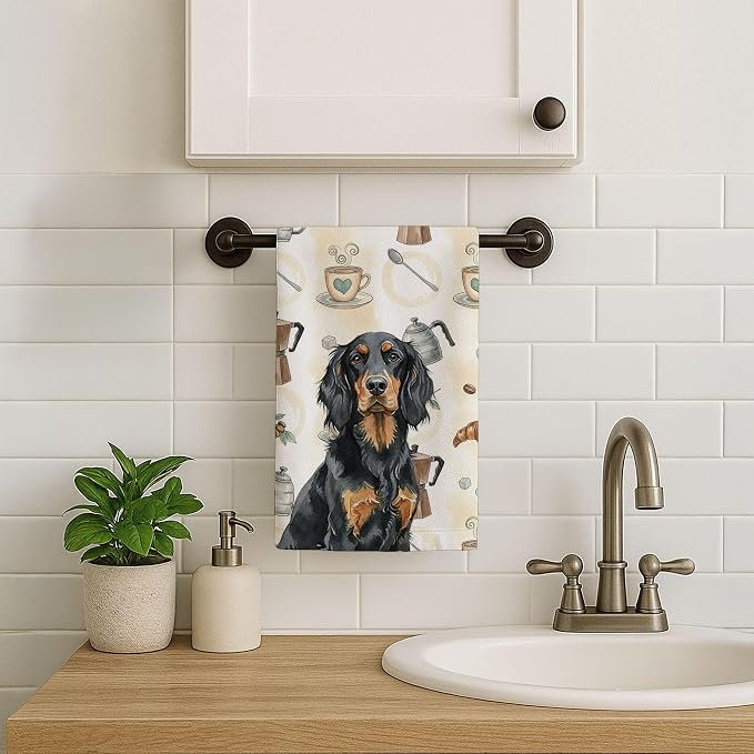 Caroline's Treasures Gordon Setter Coffee Bar Kitchen Towel Velour Plush Front - Image 7