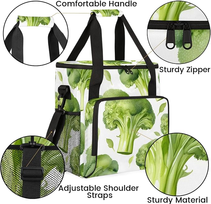 Broccoli Vegetables Coffee Maker Carring Bag, Large Insulated Storage Organizer - Image 6