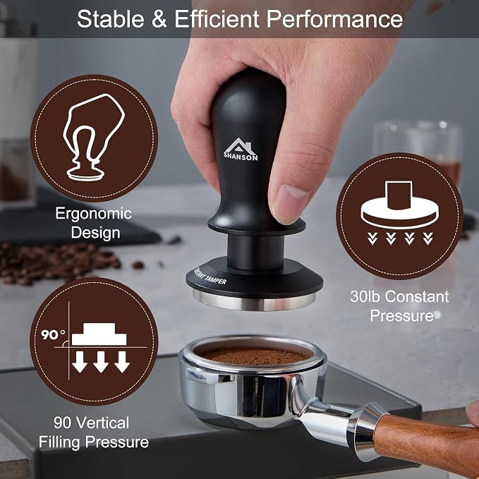 ShanSon 53mm Espresso Tamper, Coffee Accessories, Triple Spring 30lb Constant - Image 4