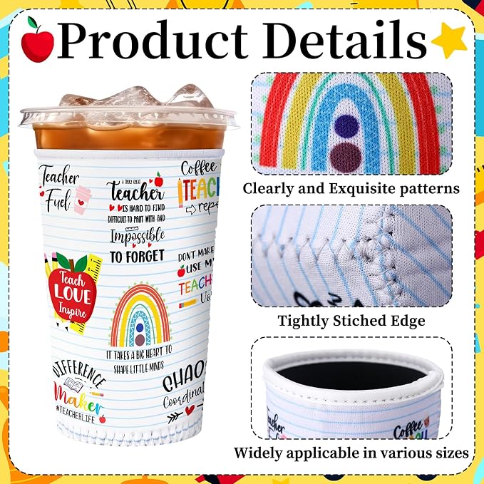 FoldTier 3 Pcs Teacher Appreciation Gifts Teachers Cup Sleeves Iced Coffee - Image 3