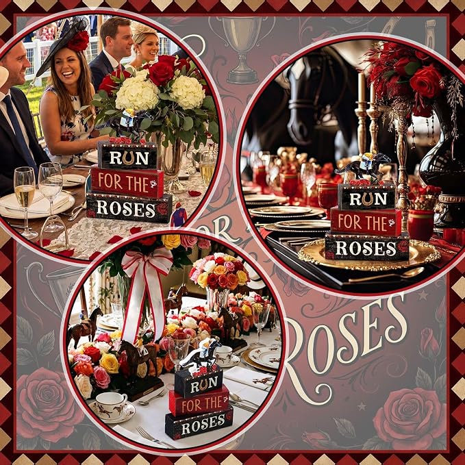 Yuntau 4 Pcs Derby Day Party Decorations Horse Centerpieces - Image 6