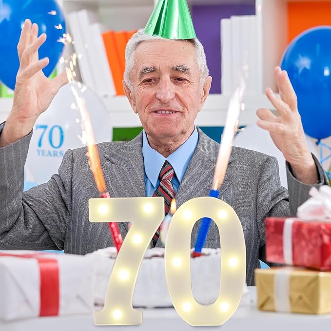 LED Marquee Number 70 Light Up Sign, Happy 70th Birthday Decorations - Image 3