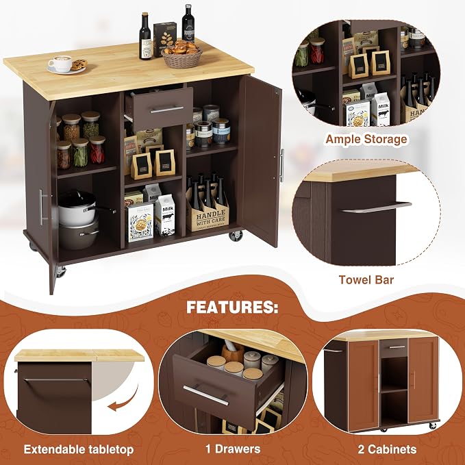 JY QAQA 42" Kitchen Island - Image 3