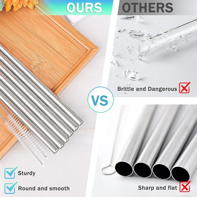 LUCKINEE 6pc Stainless Steel Straws Reusable - Image 4